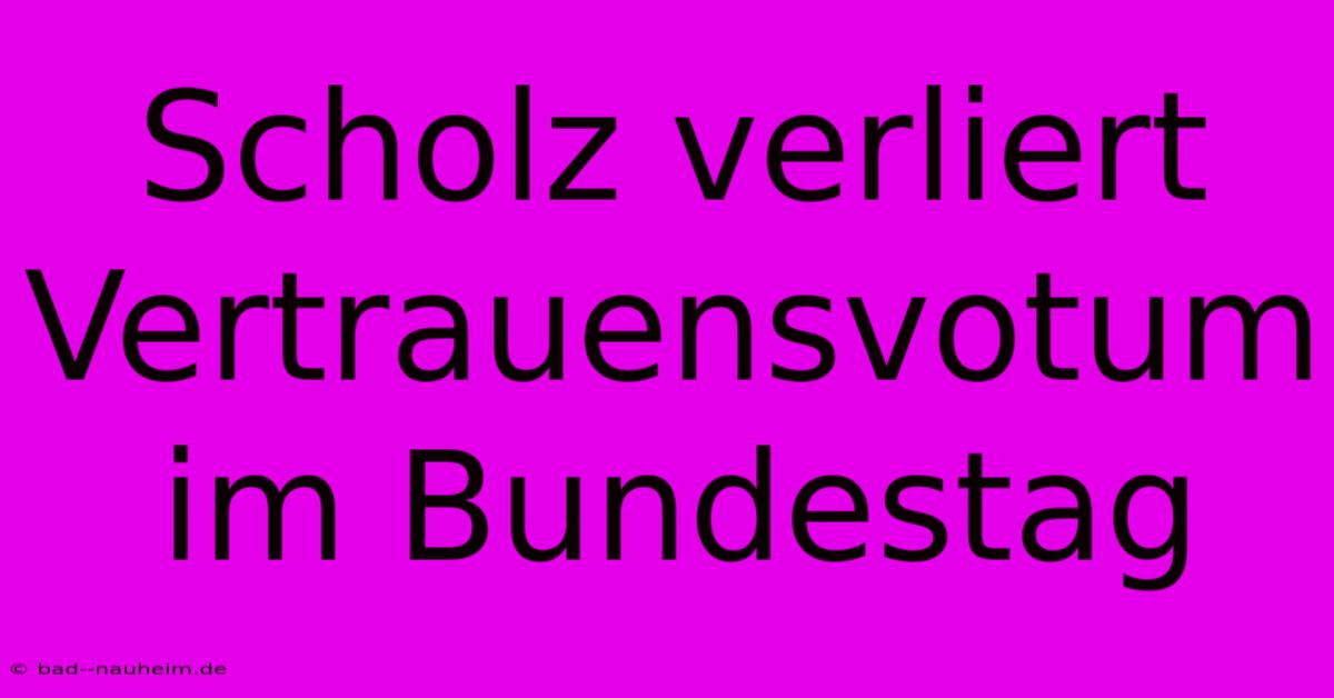 Scholz Verliert Vertrauensvotum Im Bundestag