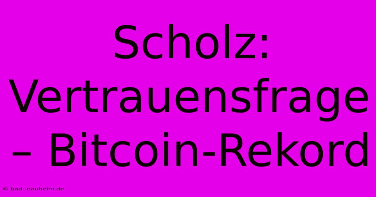 Scholz: Vertrauensfrage – Bitcoin-Rekord