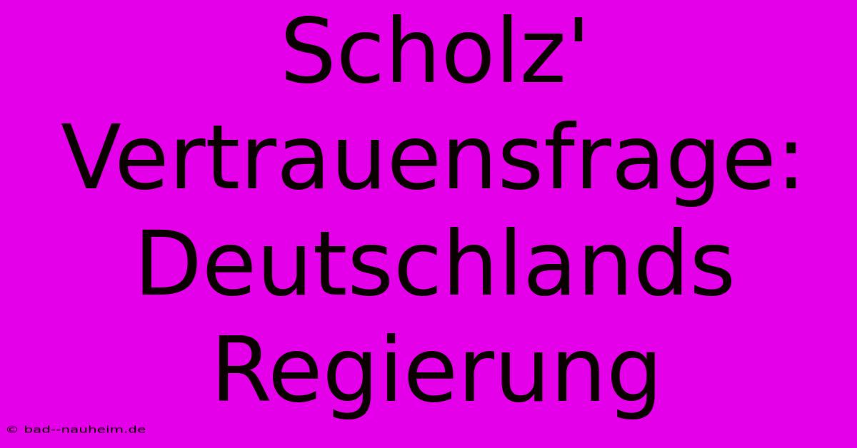 Scholz' Vertrauensfrage: Deutschlands Regierung