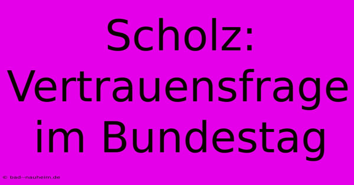 Scholz: Vertrauensfrage Im Bundestag