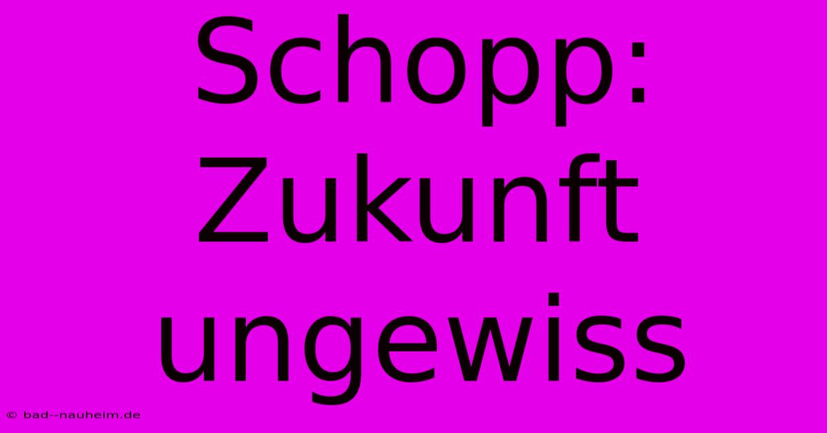 Schopp: Zukunft Ungewiss