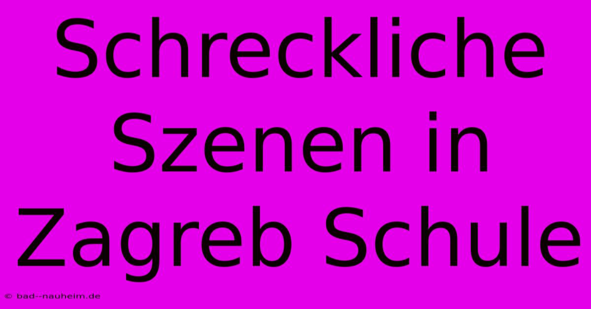 Schreckliche Szenen In Zagreb Schule