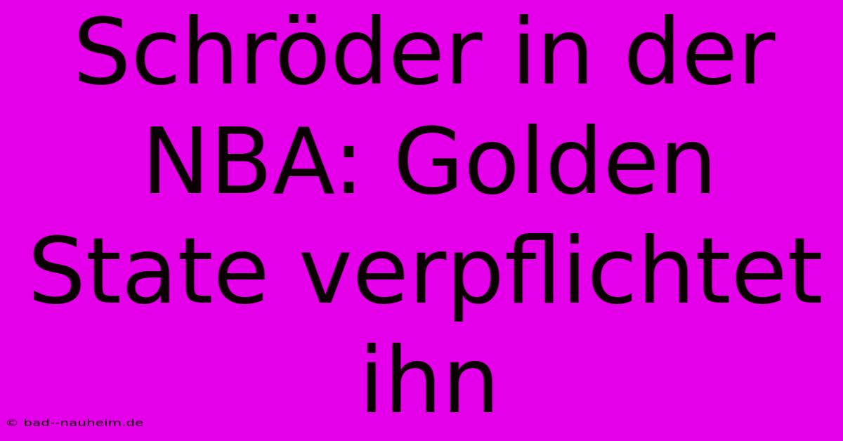 Schröder In Der NBA: Golden State Verpflichtet Ihn