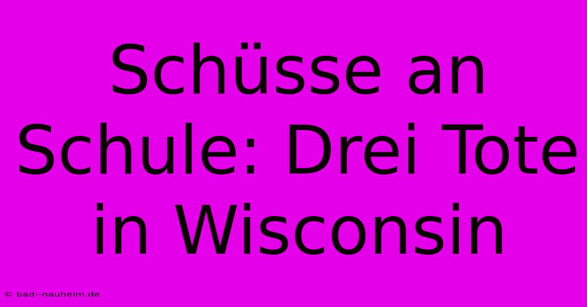 Schüsse An Schule: Drei Tote In Wisconsin