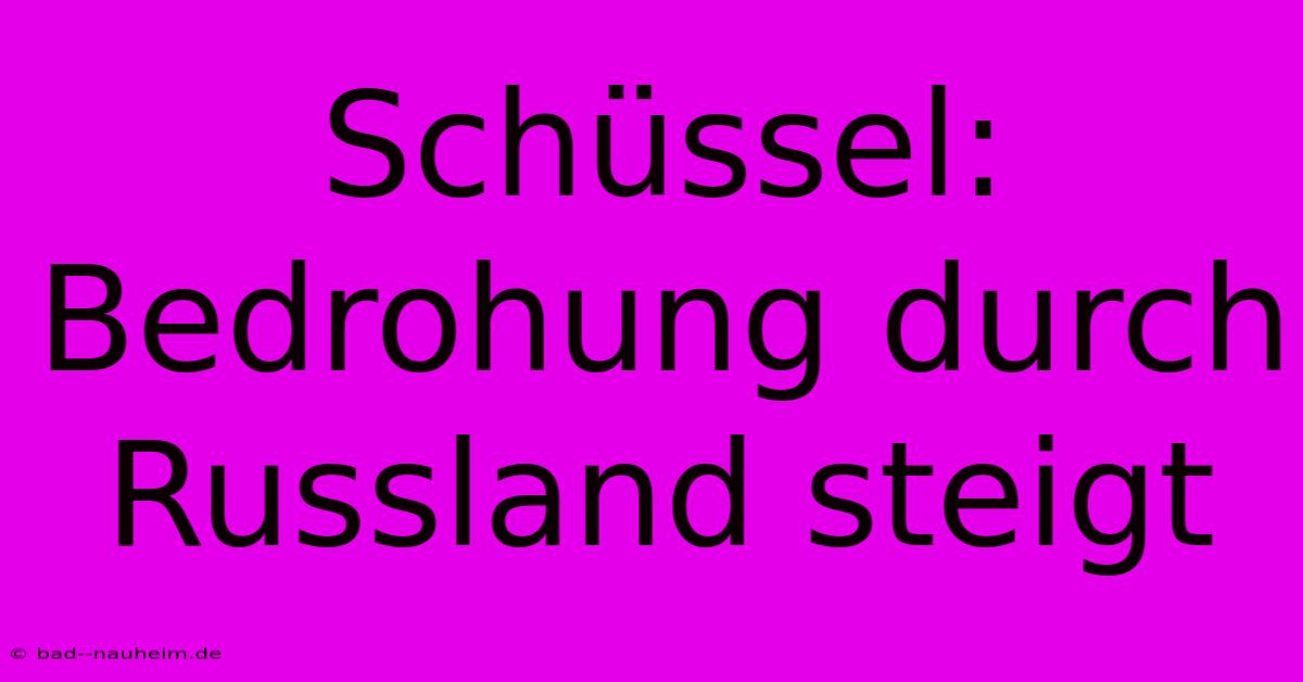 Schüssel: Bedrohung Durch Russland Steigt