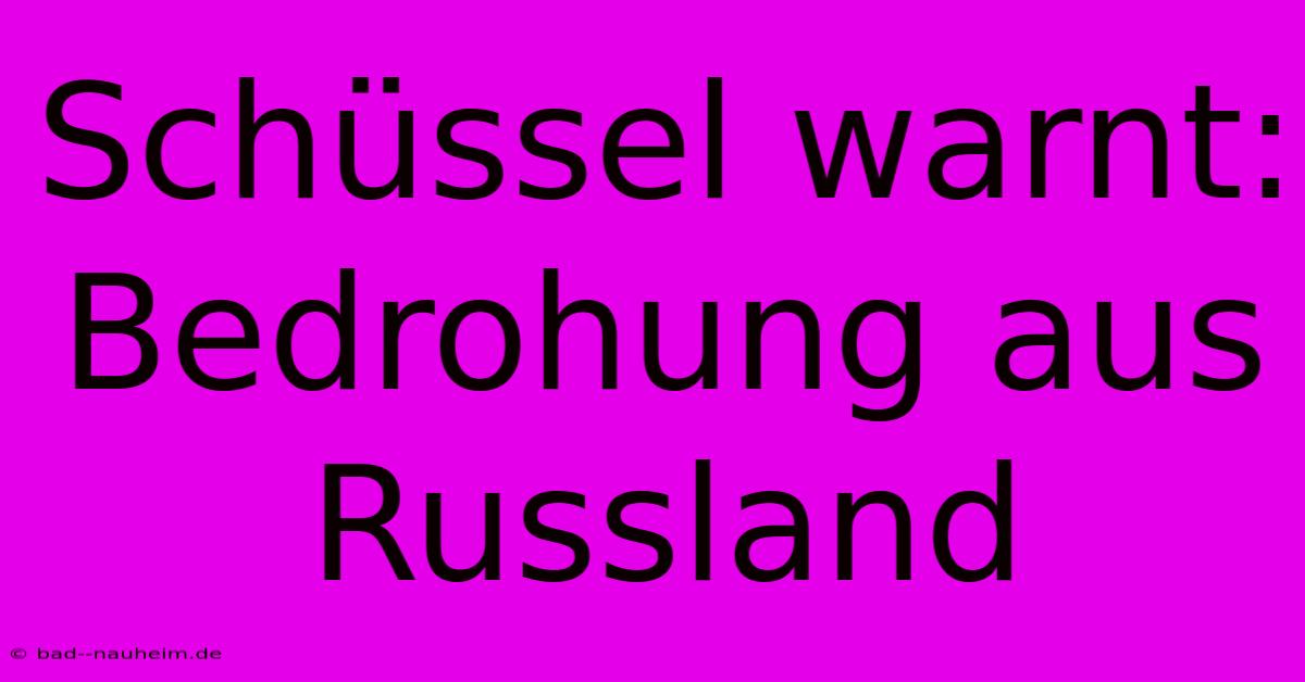 Schüssel Warnt: Bedrohung Aus Russland