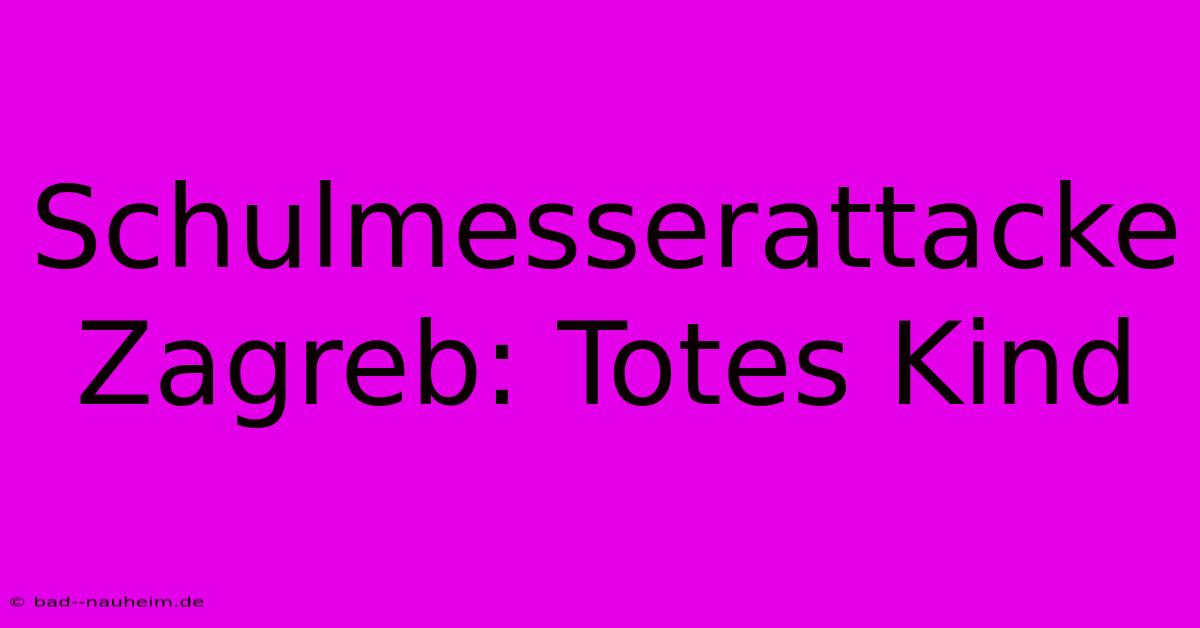 Schulmesserattacke Zagreb: Totes Kind