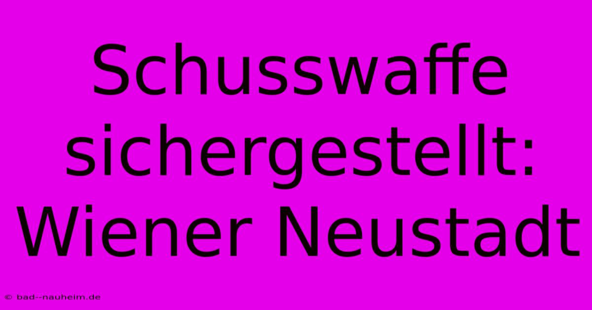 Schusswaffe Sichergestellt: Wiener Neustadt