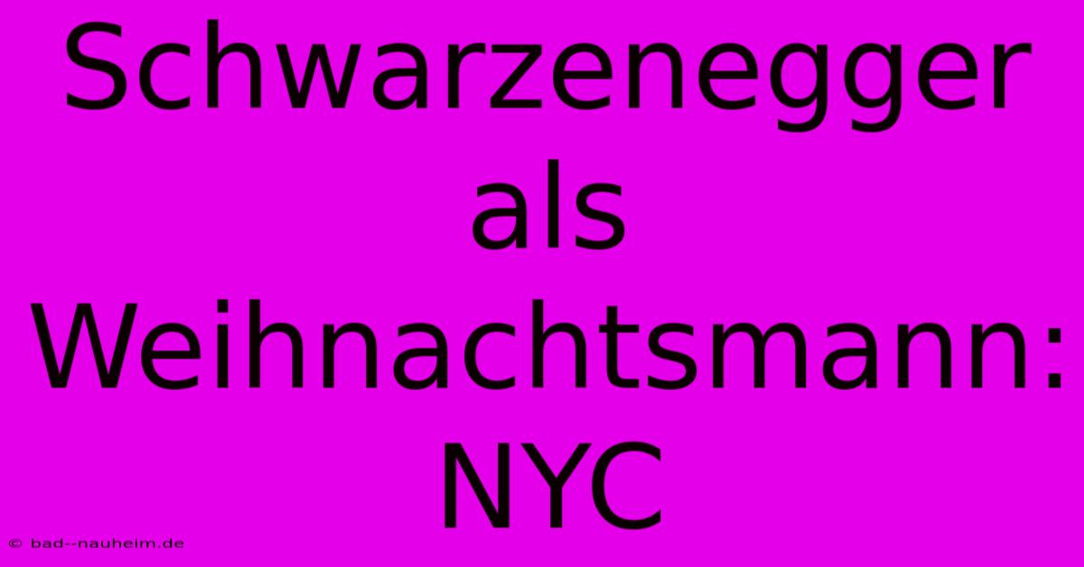 Schwarzenegger Als Weihnachtsmann: NYC