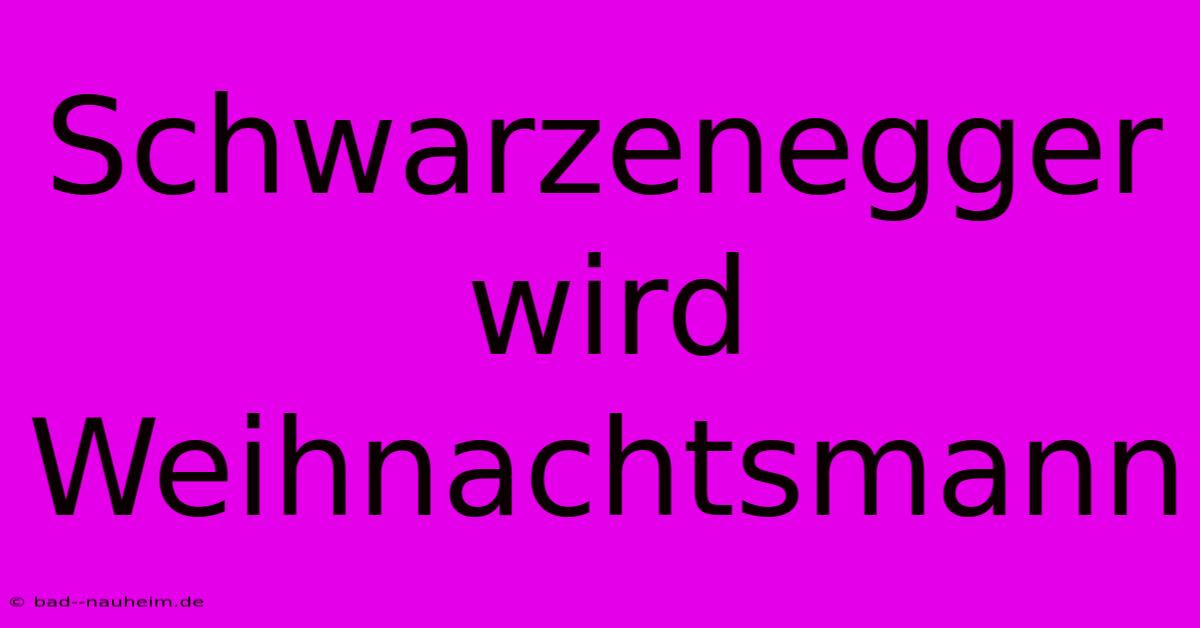 Schwarzenegger Wird Weihnachtsmann