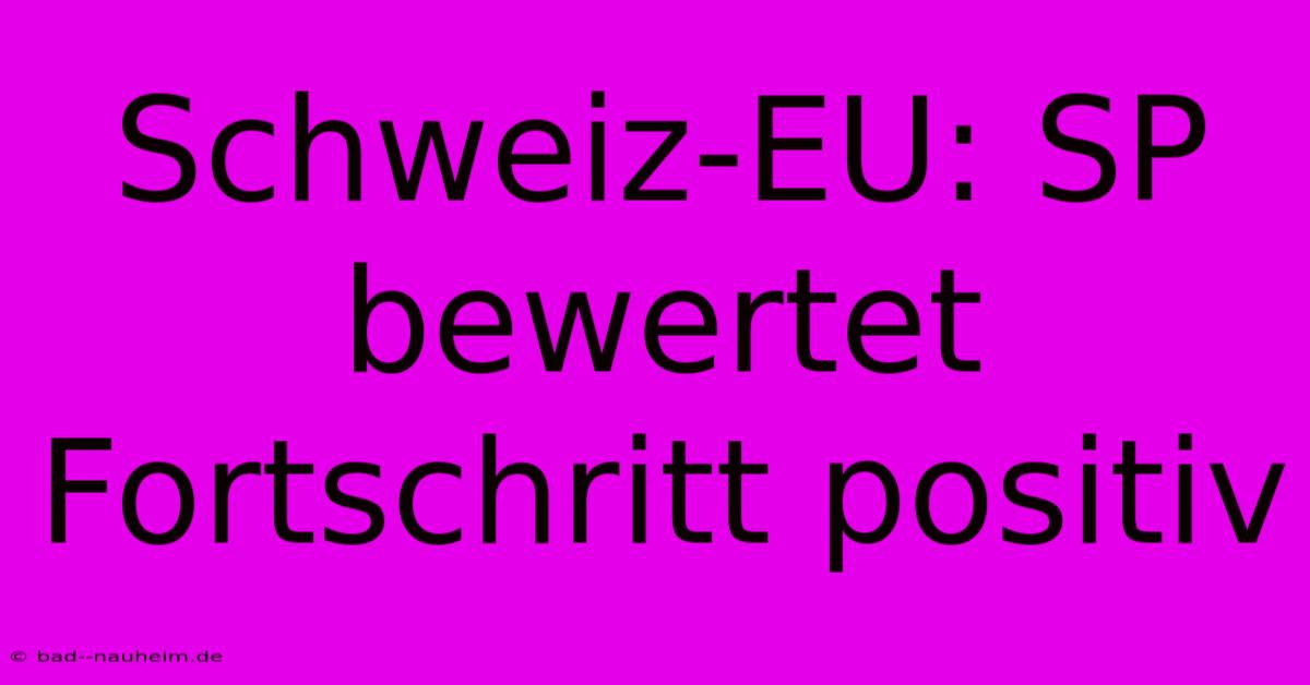 Schweiz-EU: SP Bewertet Fortschritt Positiv