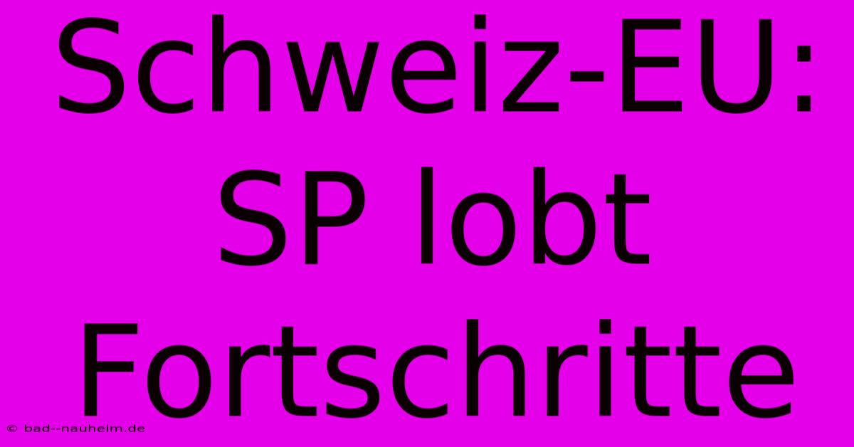 Schweiz-EU: SP Lobt Fortschritte