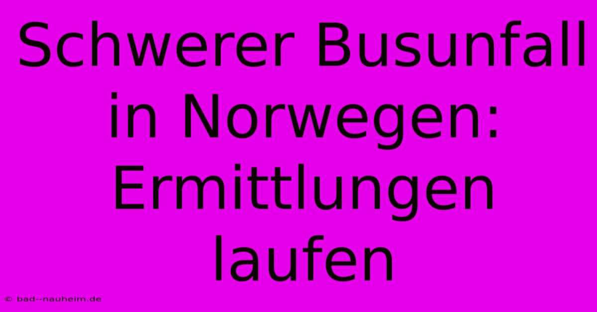 Schwerer Busunfall In Norwegen: Ermittlungen Laufen