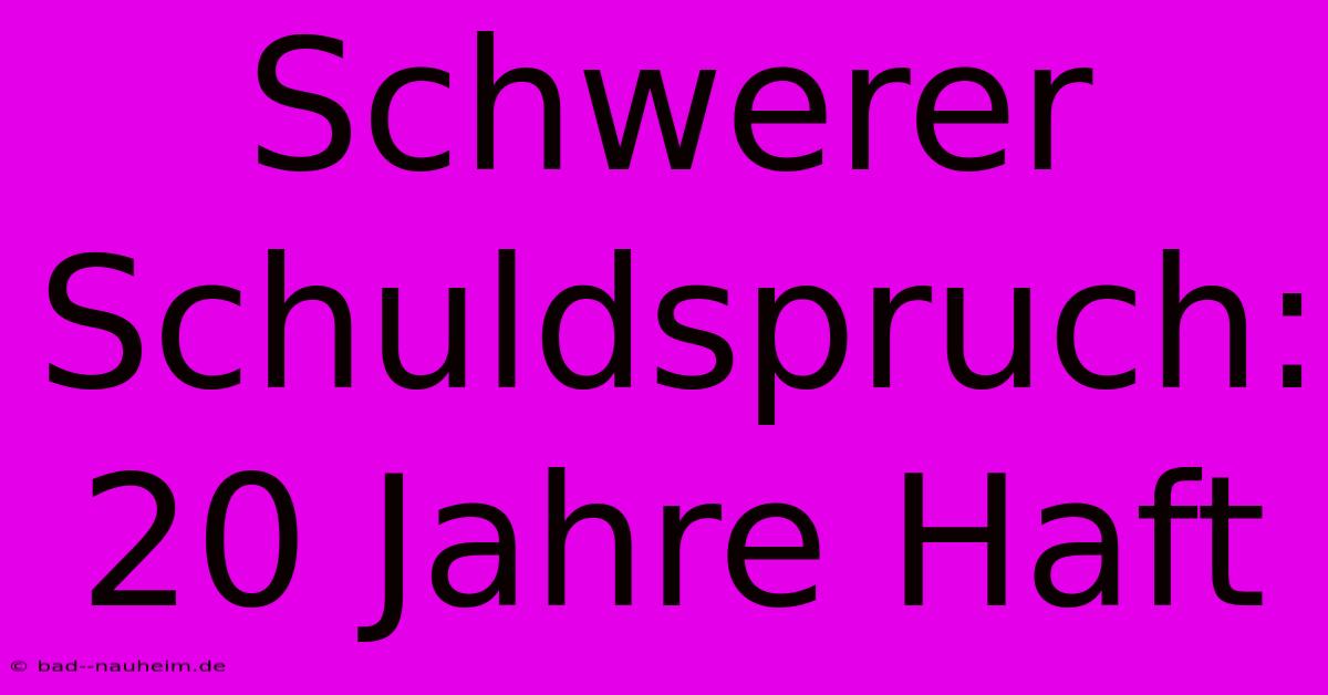 Schwerer Schuldspruch: 20 Jahre Haft