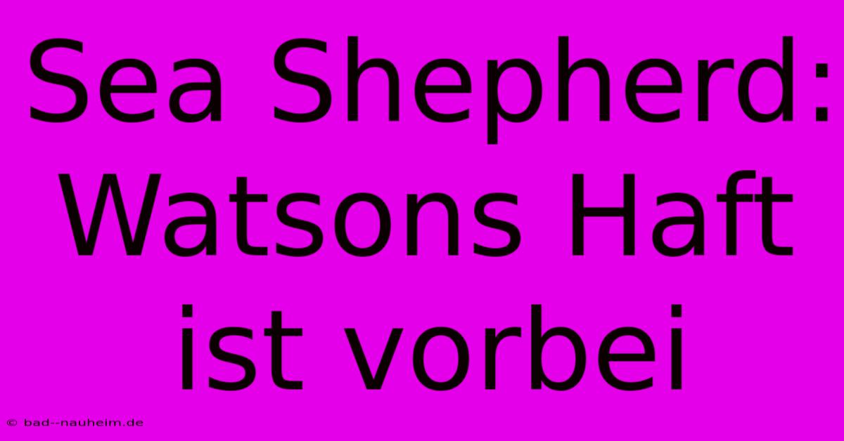 Sea Shepherd: Watsons Haft Ist Vorbei