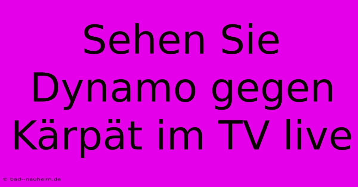 Sehen Sie Dynamo Gegen Kärpät Im TV Live