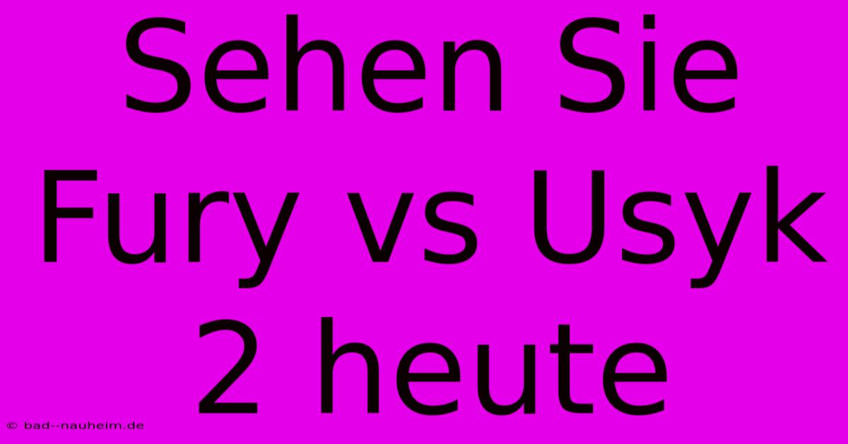 Sehen Sie Fury Vs Usyk 2 Heute