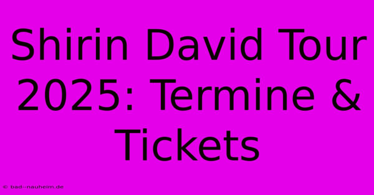 Shirin David Tour 2025: Termine & Tickets