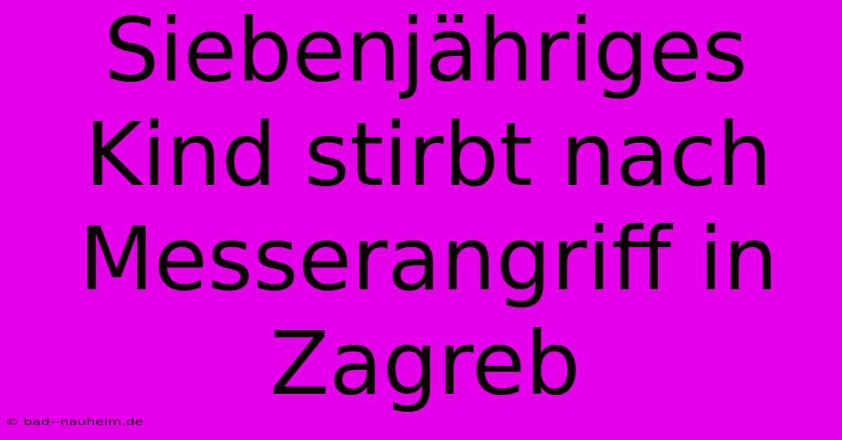 Siebenjähriges Kind Stirbt Nach Messerangriff In Zagreb