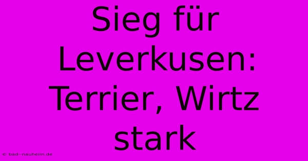 Sieg Für Leverkusen: Terrier, Wirtz Stark