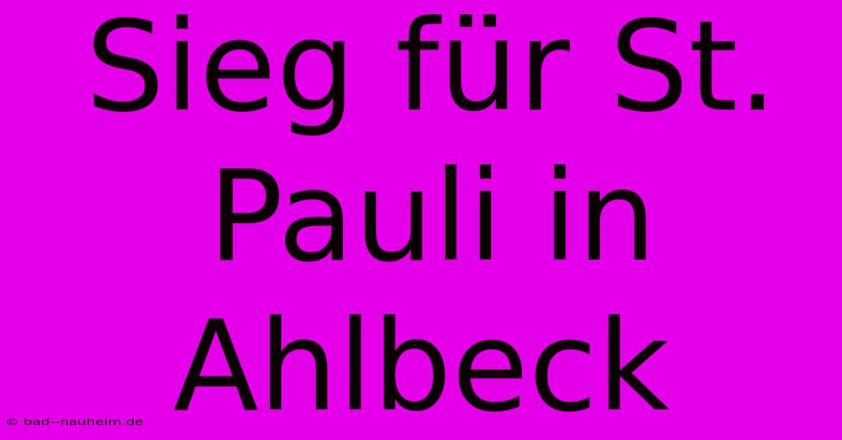 Sieg Für St. Pauli In Ahlbeck