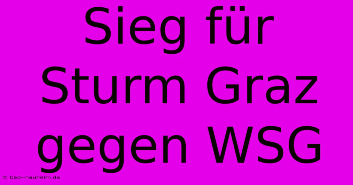 Sieg Für Sturm Graz Gegen WSG