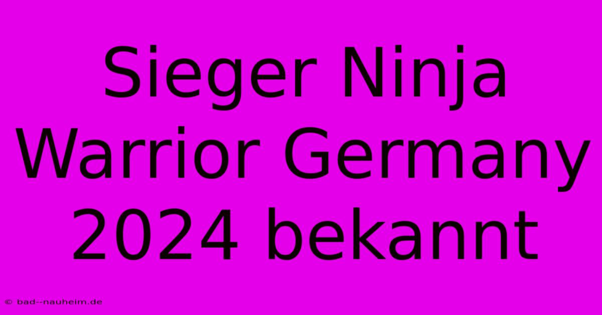 Sieger Ninja Warrior Germany 2024 Bekannt