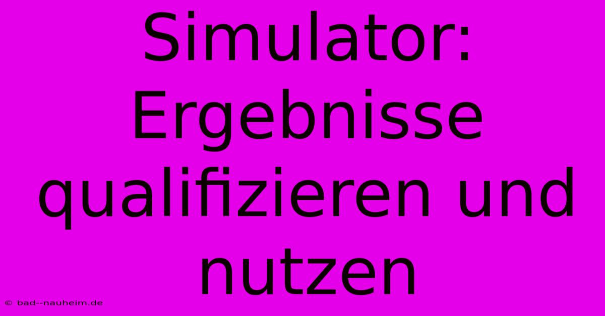 Simulator: Ergebnisse Qualifizieren Und Nutzen