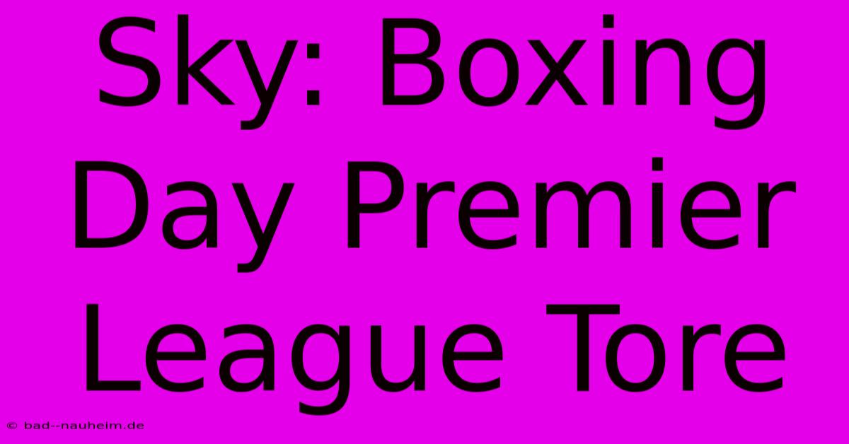 Sky: Boxing Day Premier League Tore