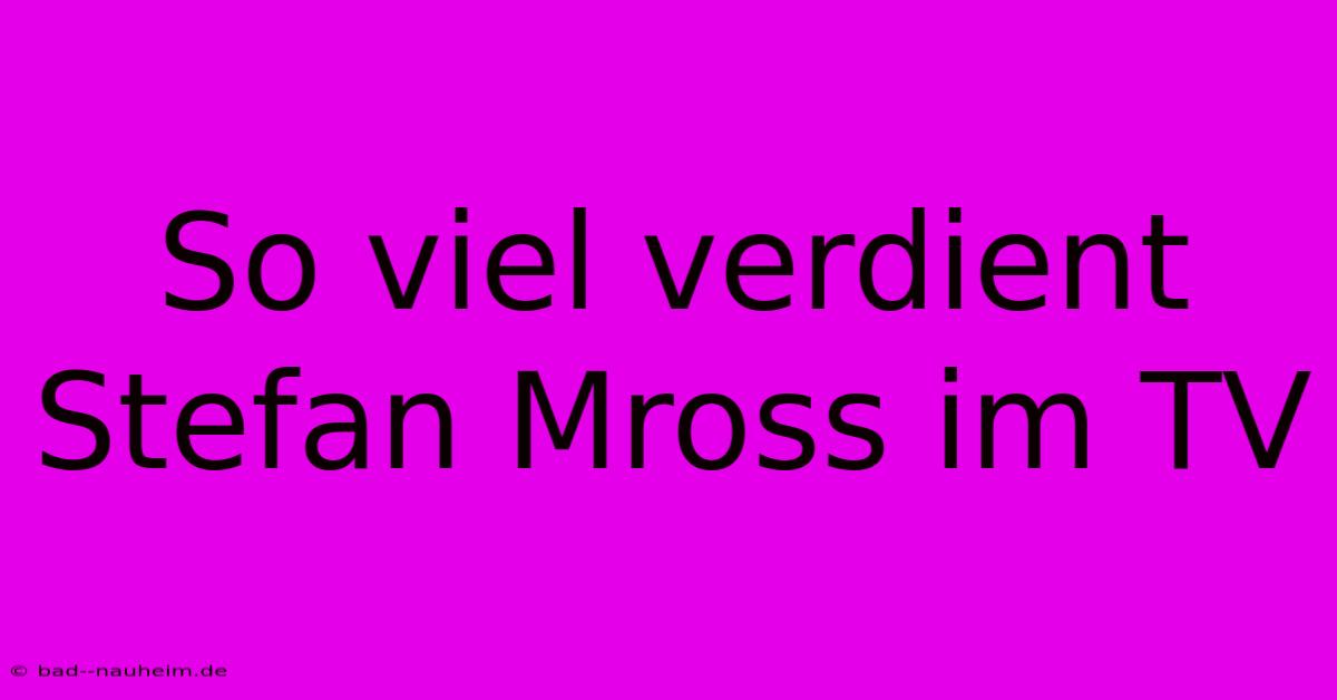 So Viel Verdient Stefan Mross Im TV