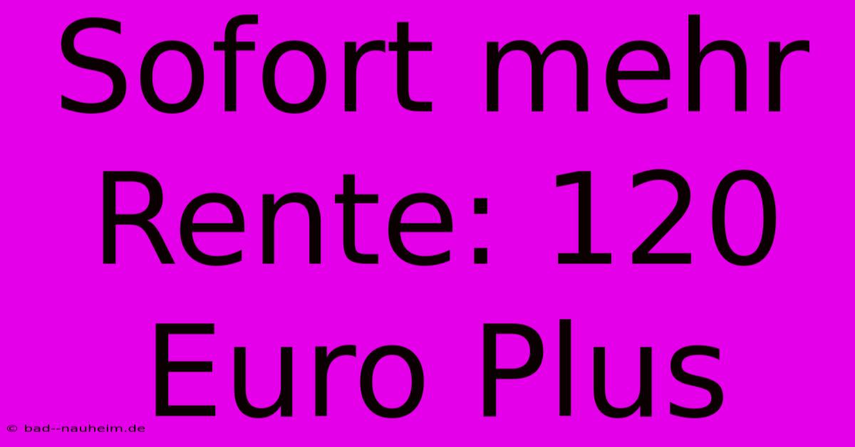 Sofort Mehr Rente: 120 Euro Plus