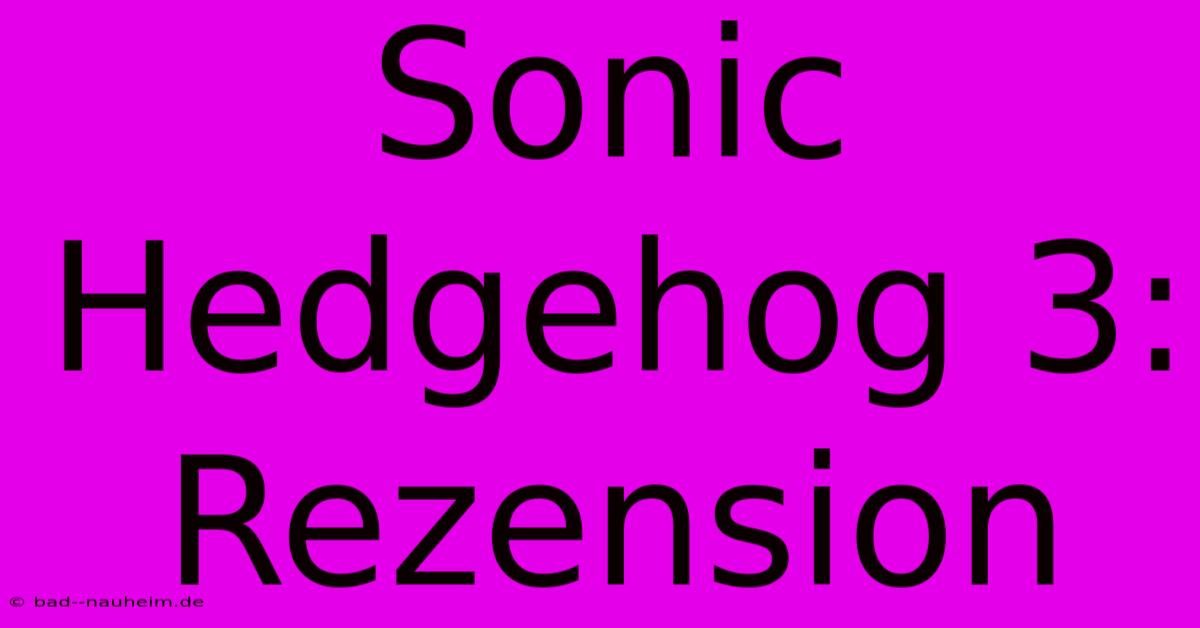 Sonic Hedgehog 3: Rezension