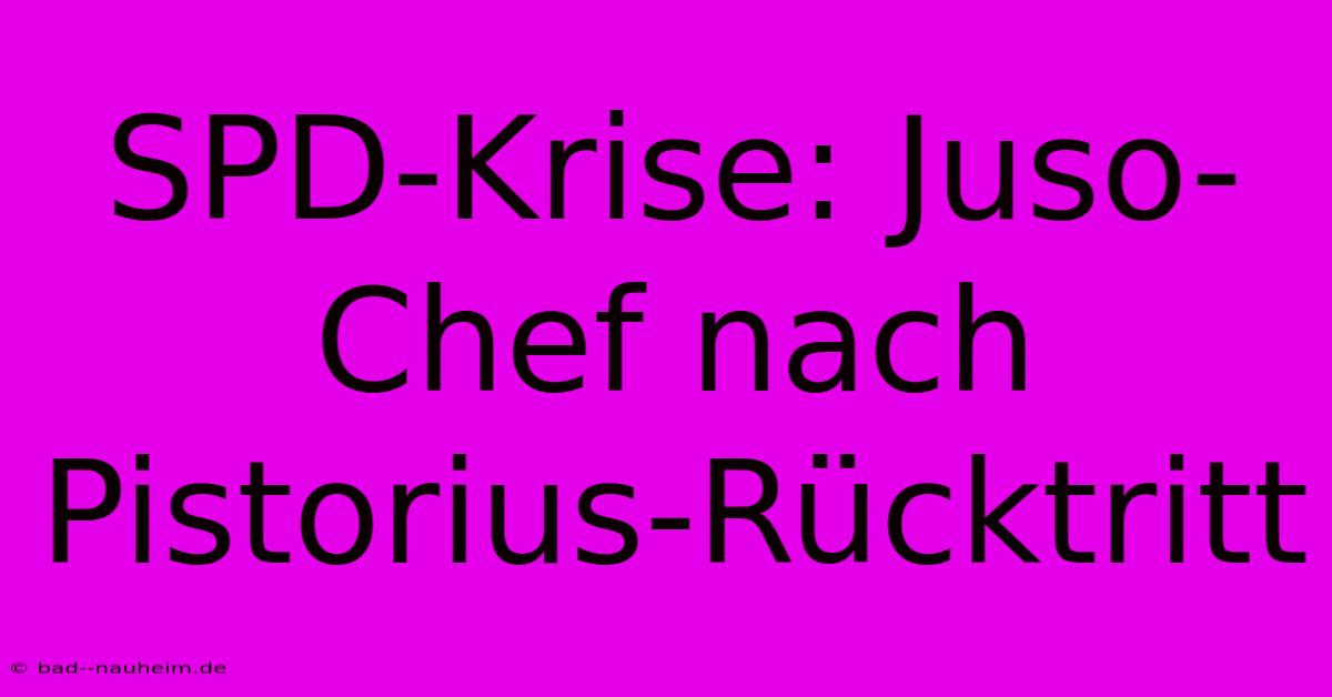 SPD-Krise: Juso-Chef Nach Pistorius-Rücktritt