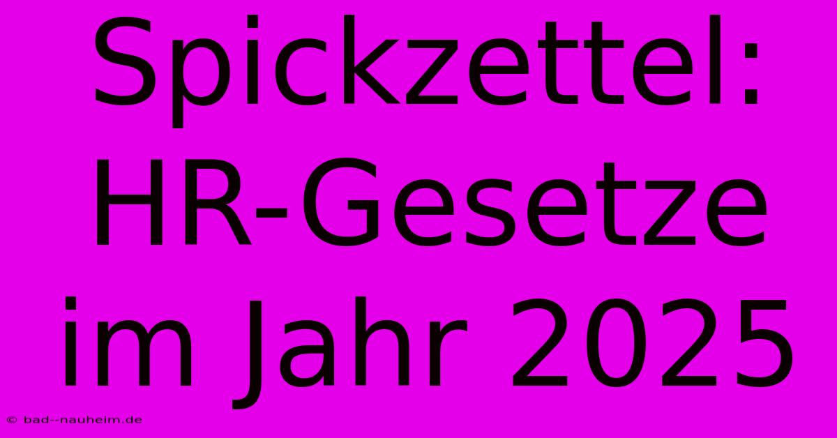 Spickzettel: HR-Gesetze Im Jahr 2025