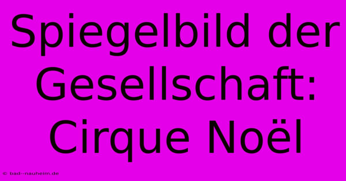 Spiegelbild Der Gesellschaft: Cirque Noël