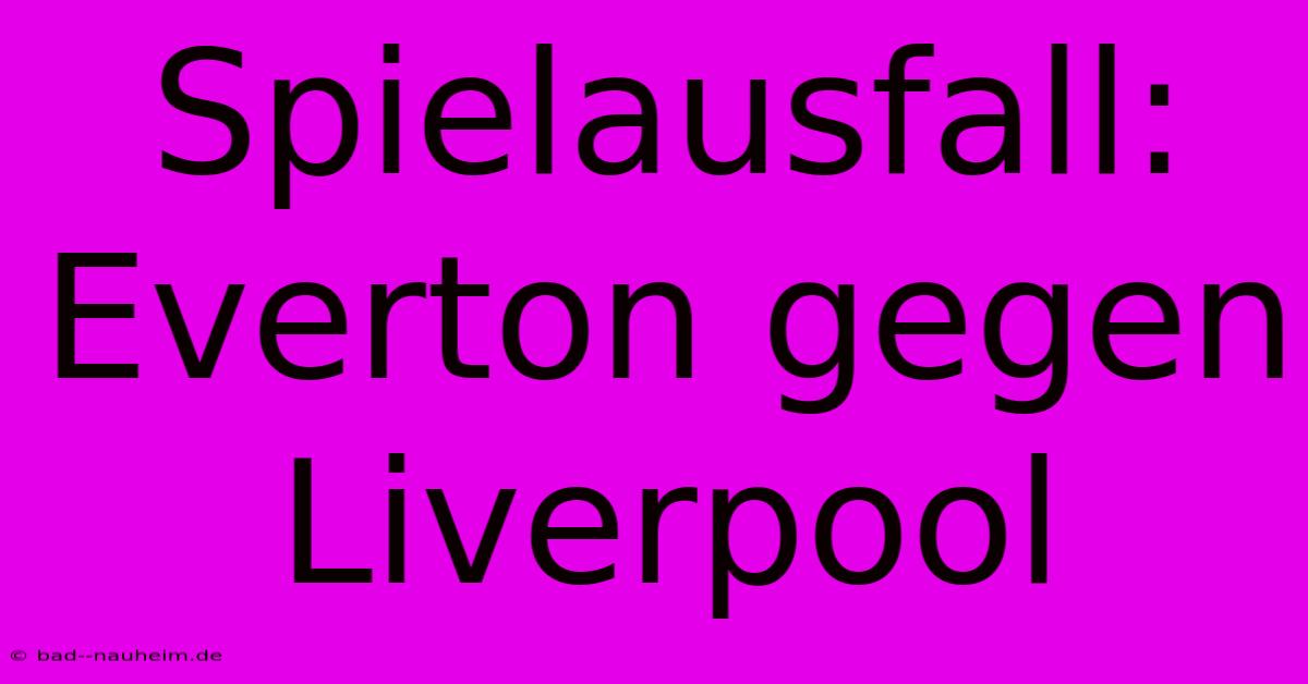 Spielausfall: Everton Gegen Liverpool