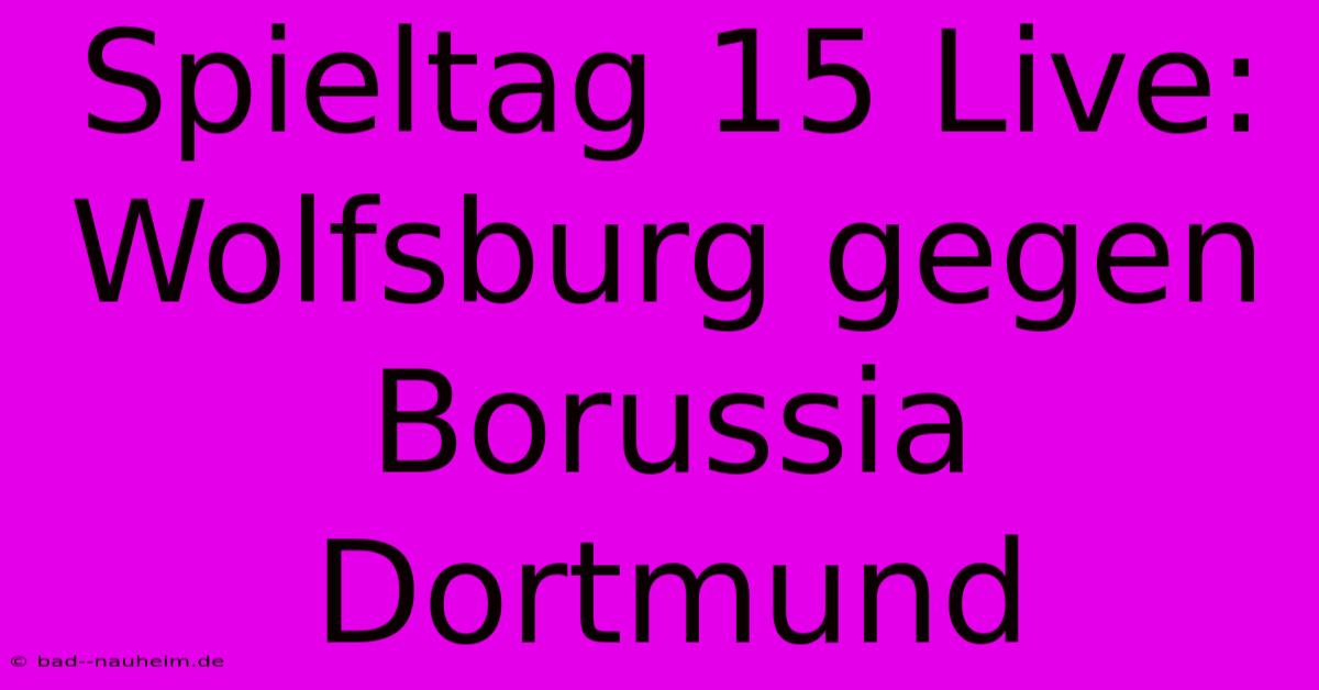 Spieltag 15 Live: Wolfsburg Gegen Borussia Dortmund