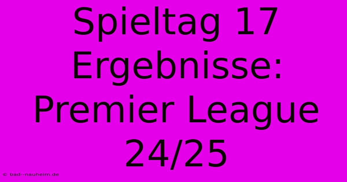 Spieltag 17 Ergebnisse: Premier League 24/25