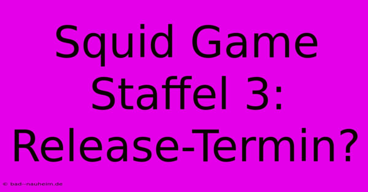 Squid Game Staffel 3: Release-Termin?