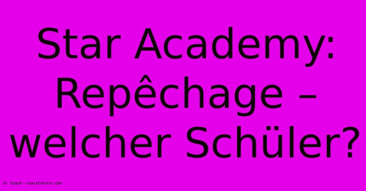 Star Academy:  Repêchage – Welcher Schüler?