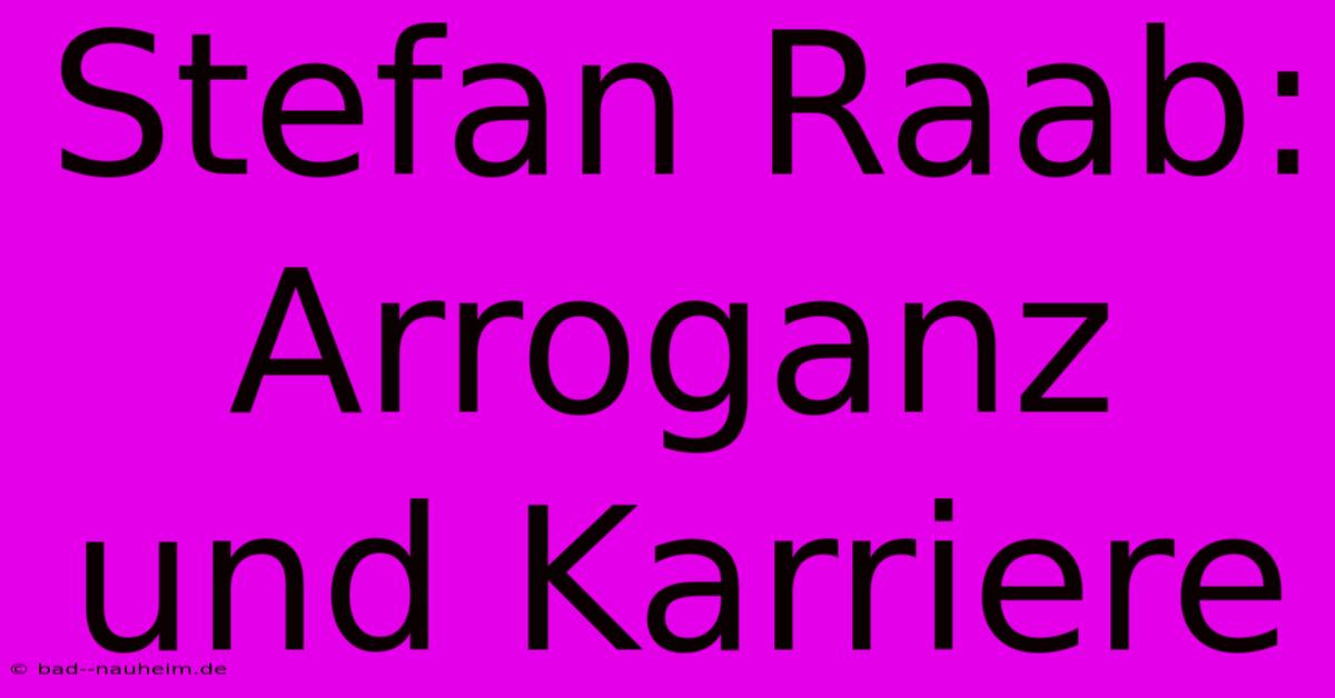 Stefan Raab:  Arroganz Und Karriere