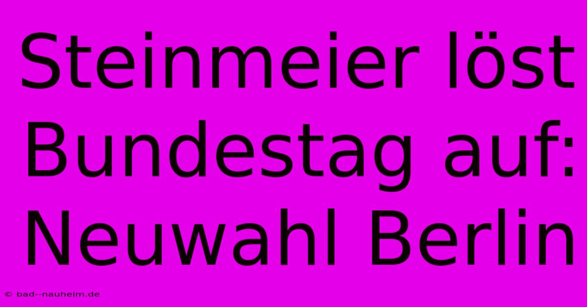 Steinmeier Löst Bundestag Auf: Neuwahl Berlin