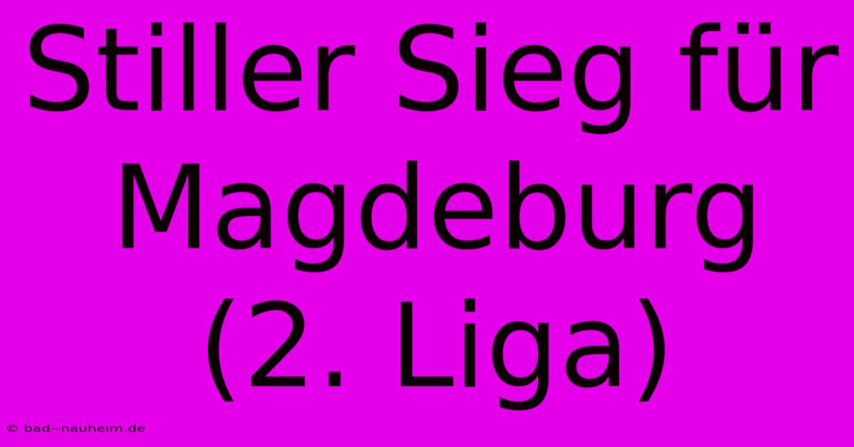 Stiller Sieg Für Magdeburg (2. Liga)