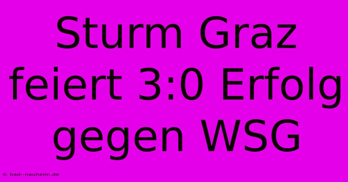 Sturm Graz Feiert 3:0 Erfolg Gegen WSG