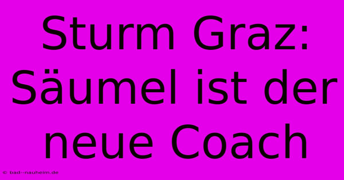 Sturm Graz: Säumel Ist Der Neue Coach