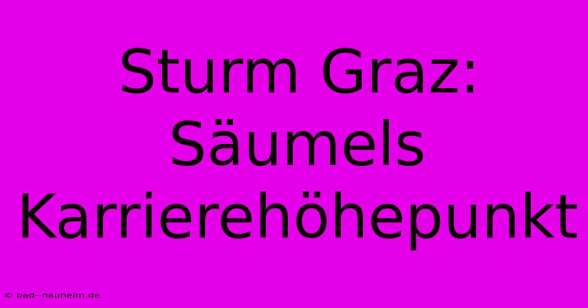 Sturm Graz: Säumels Karrierehöhepunkt