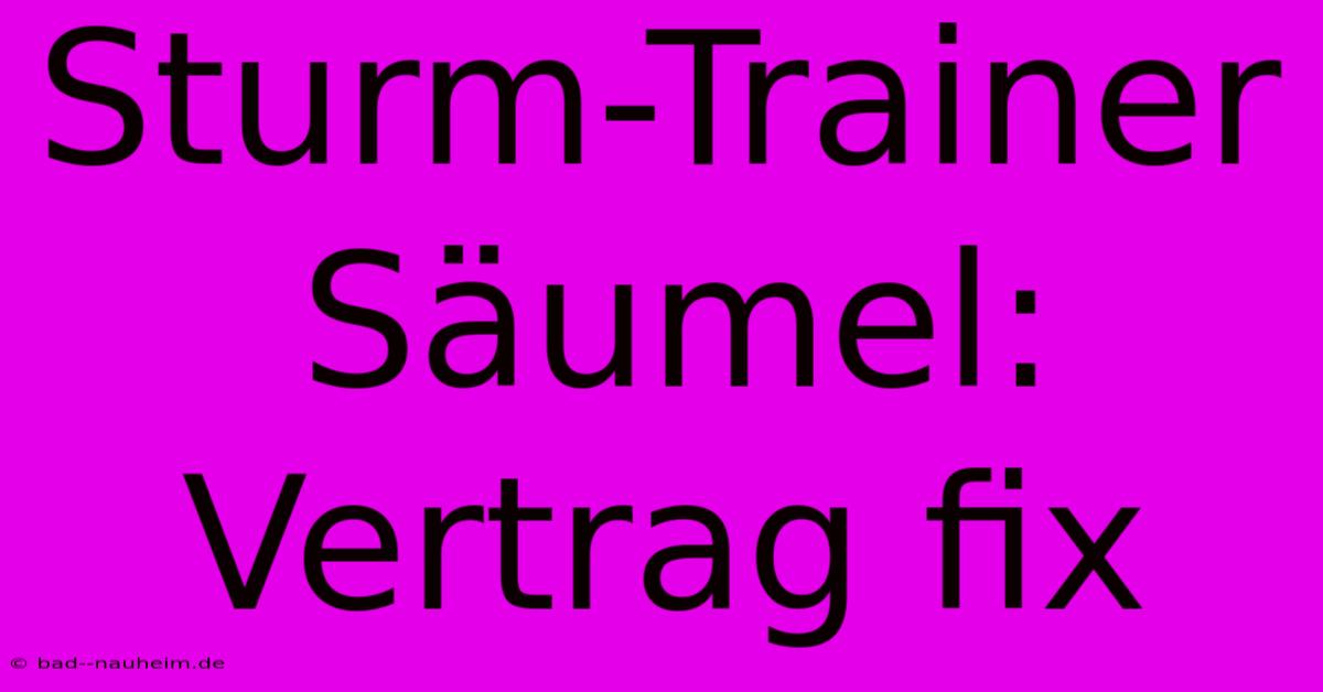 Sturm-Trainer Säumel: Vertrag Fix