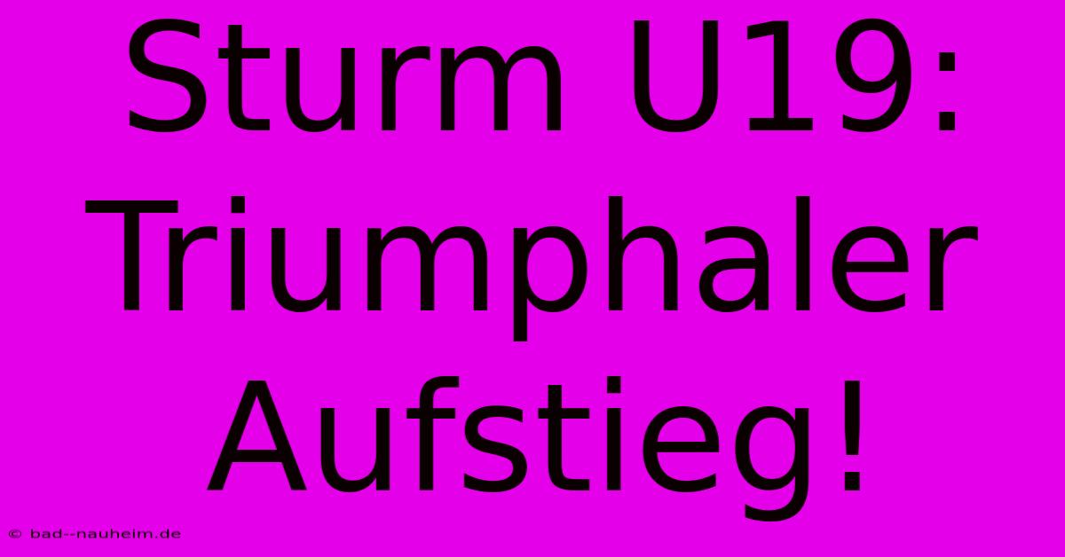 Sturm U19: Triumphaler Aufstieg!