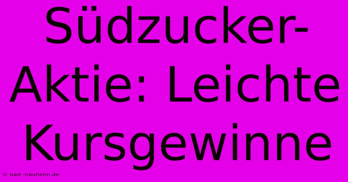 Südzucker-Aktie: Leichte Kursgewinne