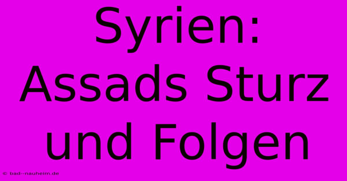 Syrien: Assads Sturz Und Folgen